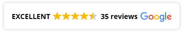image of Google review widget with excellent status based on 35 reviews